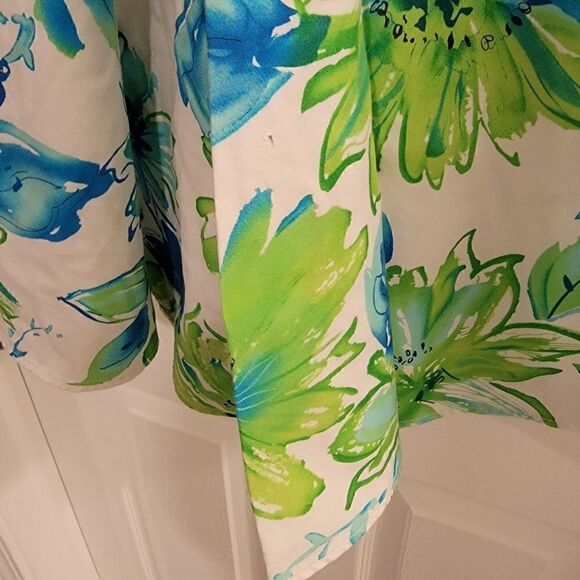 PERCEPTIONS Petite Blue Green Floral A-Line Dress Sz 8P - Picture 3 of 4